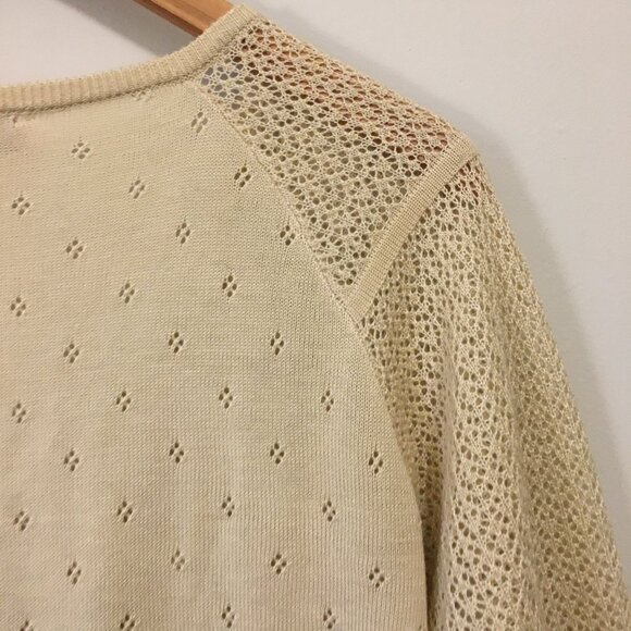 Soft Cream Pointelle Knit Half-Sleeve Wrap Top - Picture 4 of 13